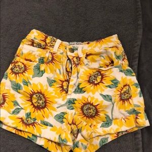 American apparel cuffed flower shorts high waisted